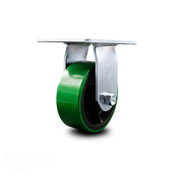 5 Inch Heavy Duty Green Poly on Cast Iron Rigid Caster with Ball Bearing SCC